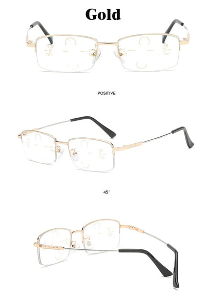 Photochromic Multifocal Reading Glasses Memory Titanium Frame Anti Blue Light Glasses For Women Men With Glasses Case