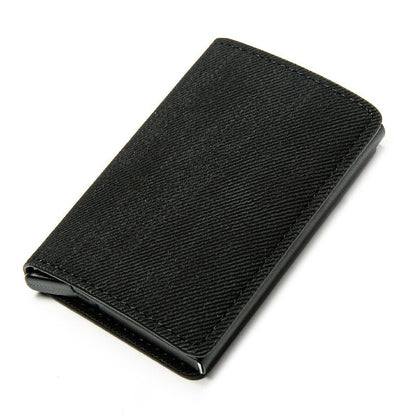 Credit Card Holder Men Woman Smart Wallet RFID Cardholder Carbon Fiber Leather Wallet Money Clip Purse Card Case YM003-Black