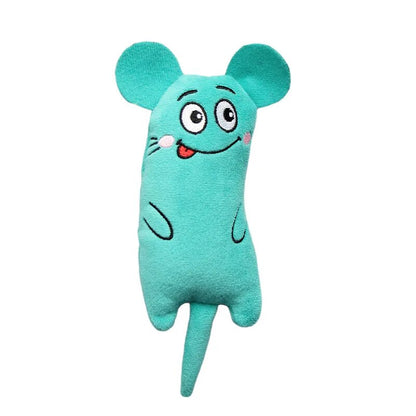 Teeth Grinding Catnip Toys Interactive Plush Cat Toy Mouse Shape Chewing Claws Thumb Bite Cat Mint For Cats Funny Little Pillow light green