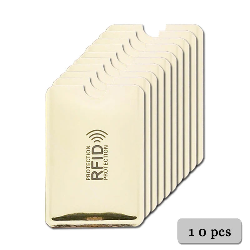 5-20 pcs Aluminium Anti Rfid Card Holder NFC Blocking Reader Lock Id Bank Card Holder Case Protection Metal Credit Card Case 10 pcs Light-gold