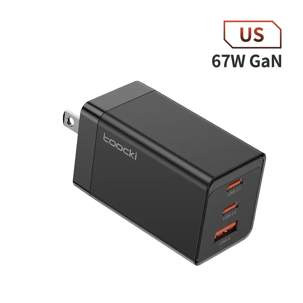 Toocki 67W GaN USB C Charger Quick Charge 65W QC4.0 PD 3.0 45W USB C Type C Fast USB Charger For iPhone 15 14 13 12 Pro MacBook US Black 67W