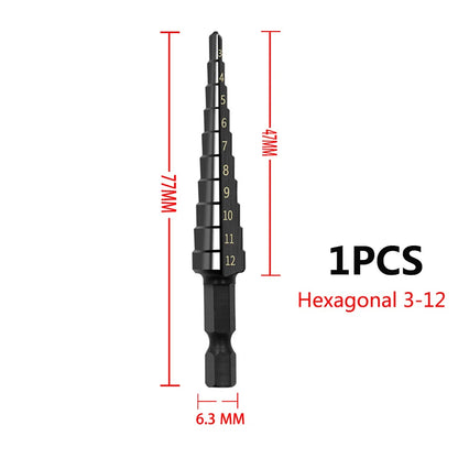 3-12mm 4-12mm 4-20mm HSS Straight Groove Step Drill Bit Set Titanium Coated Wood Metal Hole Cutter Core Drill Bit Set Black 3-12