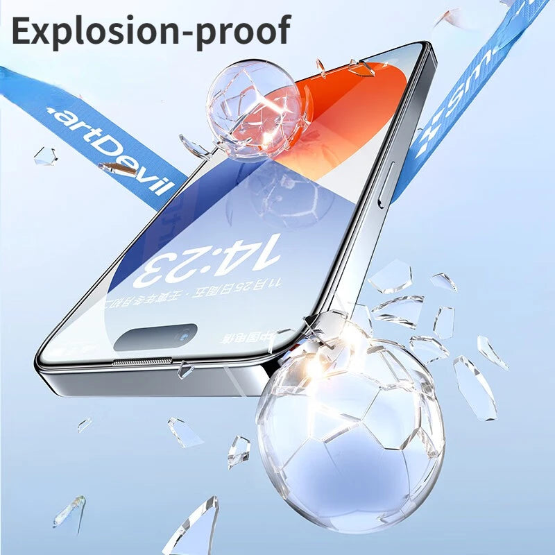 Crystal Dust-proof Tempered Glass for iPhone 14 13 12 Pro Max HD Full Cover Screen Protector Anti-fingerprint Film