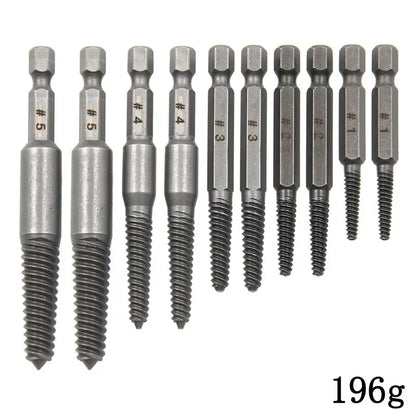 10pc Hexagonal Shank Broken Head Screw Extractor Screw Broken Head Screwdriver for Taking out Electric Drill Tool Set 1set