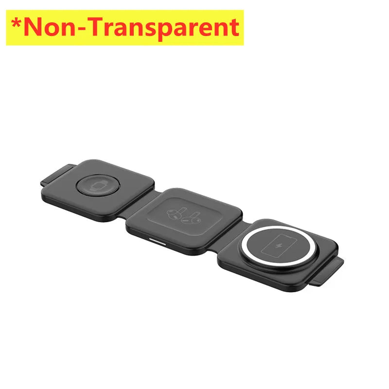 3 In 1 Magnetic Wireless Charger Pad Foldable Phone Chargers Stand Dock for iPhone 15 14 13 12 IWatch 8 7 Fast Charging Station