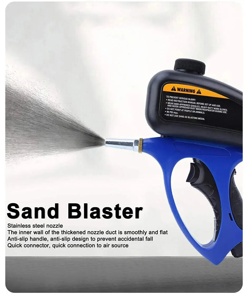 1Pcs Adjustable Sandblasting Gun 90psi Portable Sand Blaster Sand Blasting Machine Gravity Small Handheld Pneumatic Blasting Gun