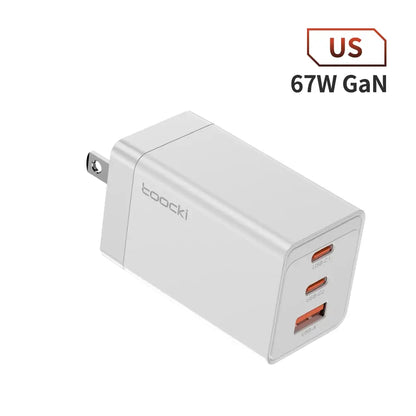 Toocki 67W GaN USB C Charger Quick Charge 65W QC4.0 PD 3.0 45W USB C Type C Fast USB Charger For iPhone 15 14 13 12 Pro MacBook US White 67W