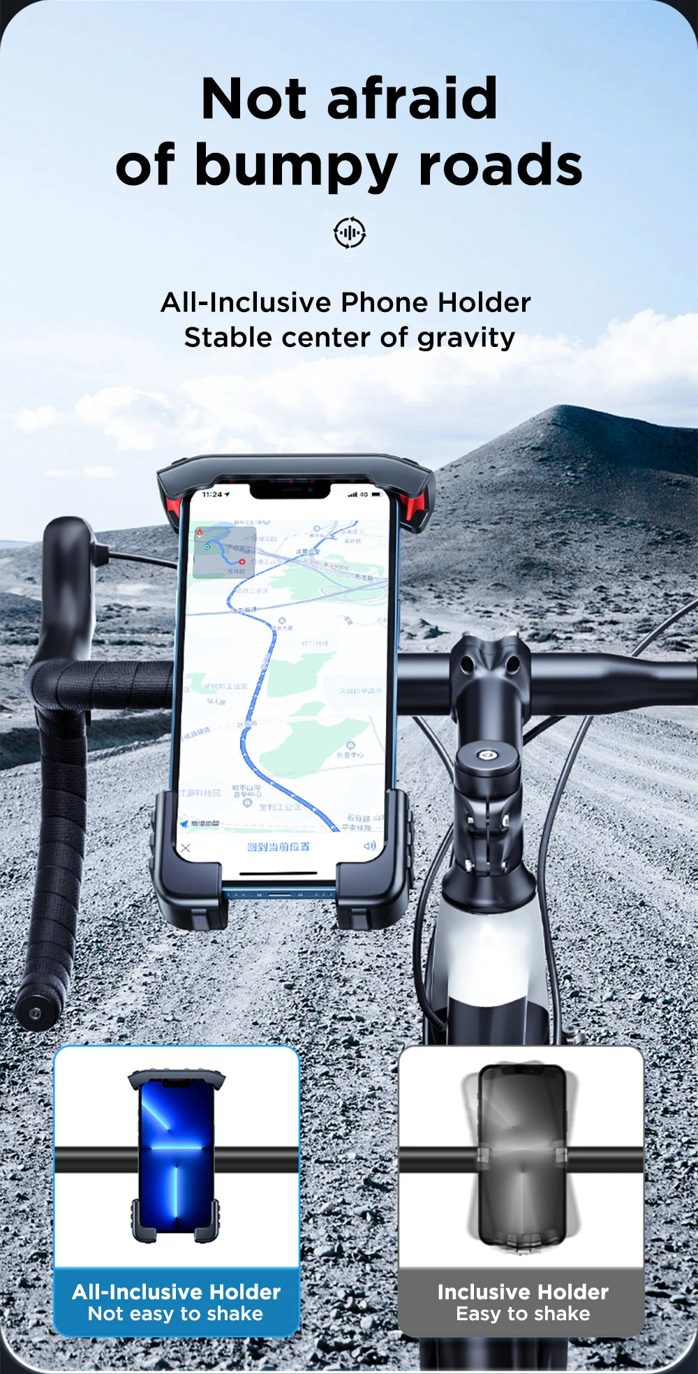 Joyroom Motorcycle Phone Holder Mount Quick Install 1s Automatically Lock & Release,Widely for Phone 4.7"-7'' Bike Phone Holder