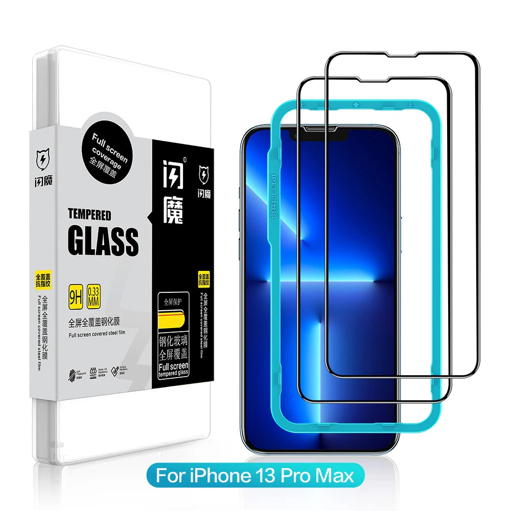 Screen Protector For iPhone 11 13 Pro Max 9H Tempered Glass Film for 12/12 mini/12 Pro Max XR Xs Max Clear Full Cover 2pcs iPhone13ProMax