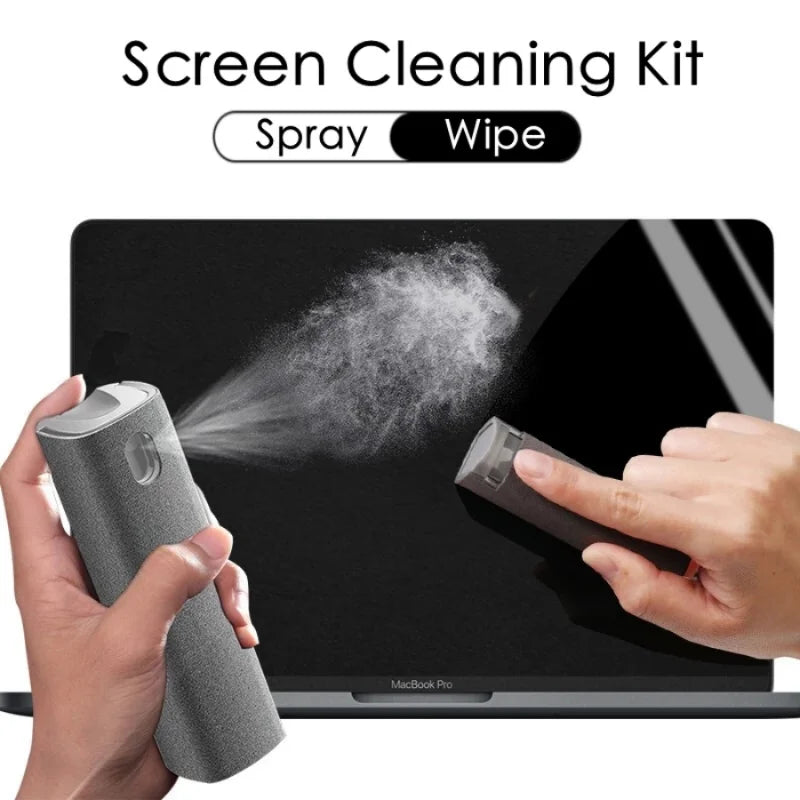 2in1 Microfiber Screen Cleaner Spray Bottle Set Mobile Phone Ipad Computer Microfiber Cloth Wipe Iphone Cleaning Glasses Wipes