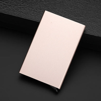 Anti-theft ID Credit Card Holder Minimalist Porte Carte Thin Aluminium Metal Wallets Pocket Case Bank Women Men Credit Card Box rose gold