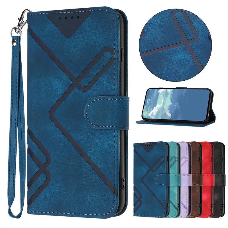 Wallet With Bracelet Magnetic Flip Leather Case For Xiaomi 13 Pro 12T 11T Pro 10T Redmi 12 10C Note 12 12 Pro 12S 11S 11 Pro 10S Blue