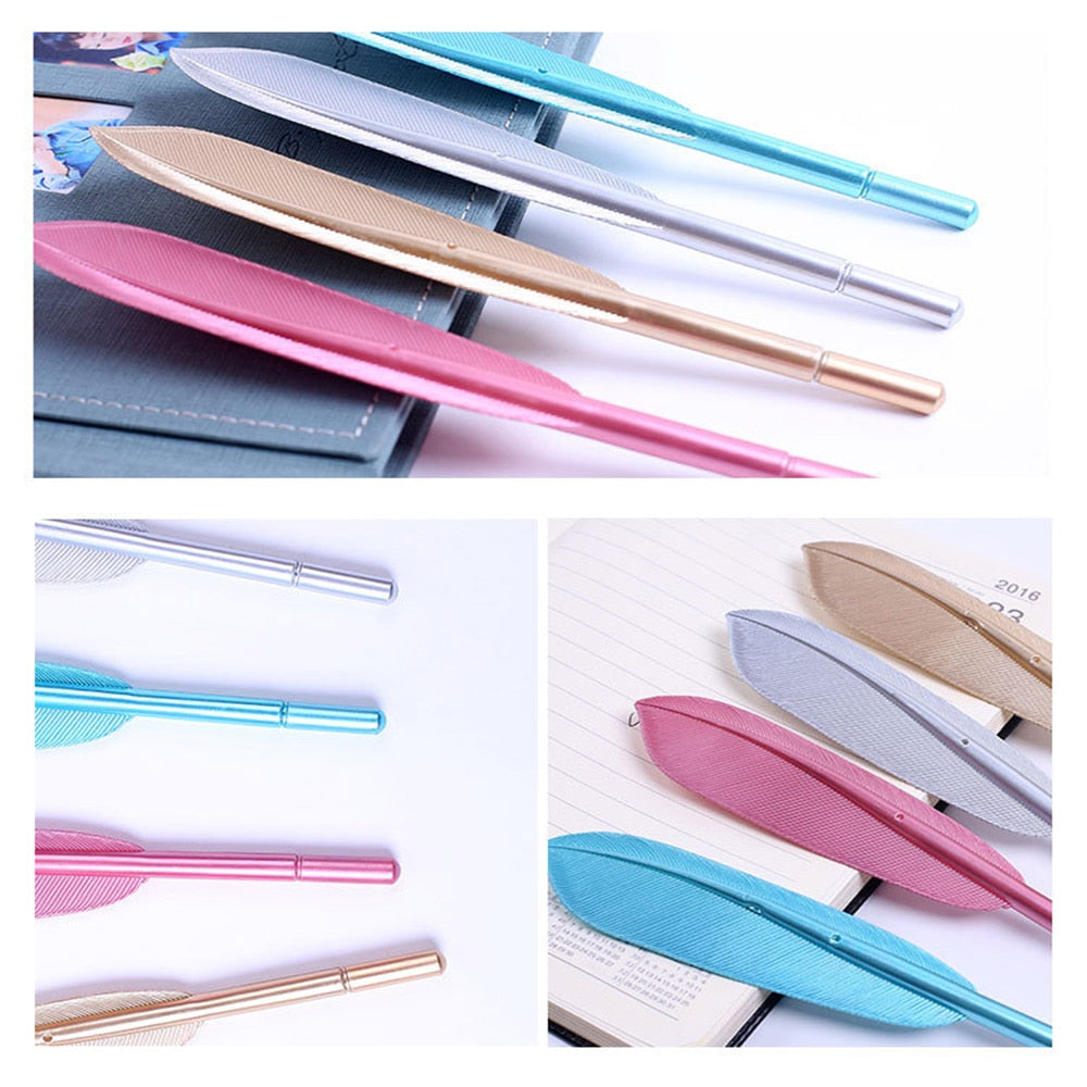 2 Pcs Beautiful Feather Gel Pens 0.5mm Creative Kawaii Cute Neutral Pen Ink Pen Gift School Office Supplies Stationery