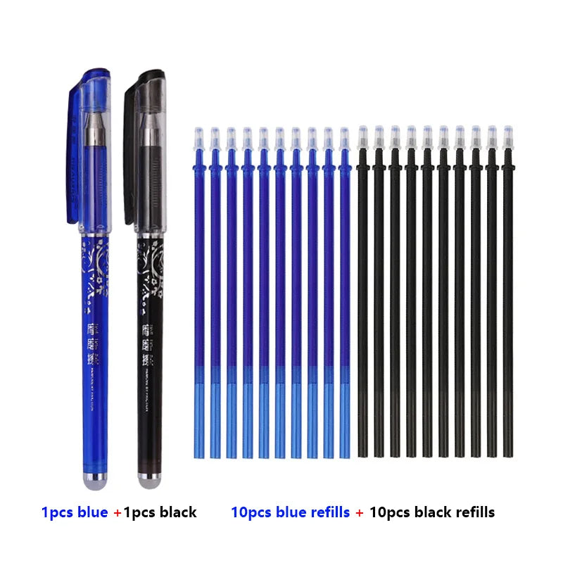 0.5mm Erasable Gel Pen Set Black Blue Red Ink Refill Rod Kawaii Pens Washable Handle School Office Supplies Writing Stationery