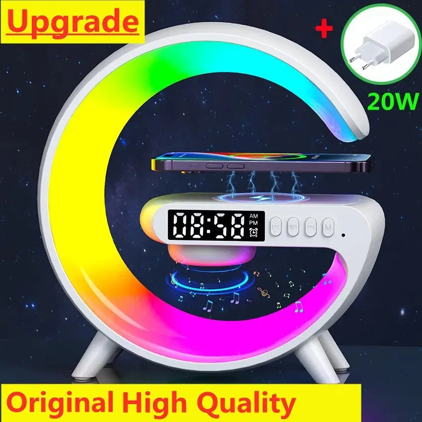 Mini Multifunction Wireless Charger Pad Stand Speaker TF RGB Night Light Fast Charging Station for iPhone Samsung Xiaomi Huawei