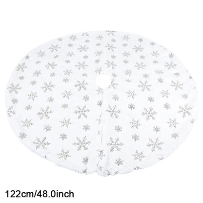 Silver Snowflake Christmas Tree Skirt White Plush Xmas Tree Base Cover Carpet Christmas Decorations For Home Natal New Year 2023 122cm silver