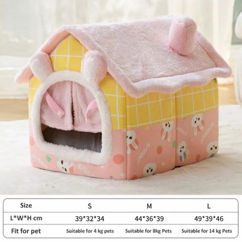 Soft Cat Bed Deep Sleep House Dog Cat Winter House Removable Cushion Enclosed Pet Tent For Kittens Puppy Cama Gato Supplies
