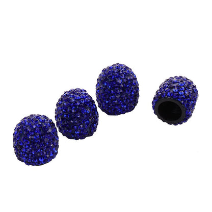 4pcs Diamond Car Tire Valve Caps Shining Dust-proof Wheel Valve Cover Vehicle Bling Crystal Valve Cap Car Styling Accessories Dark Blue