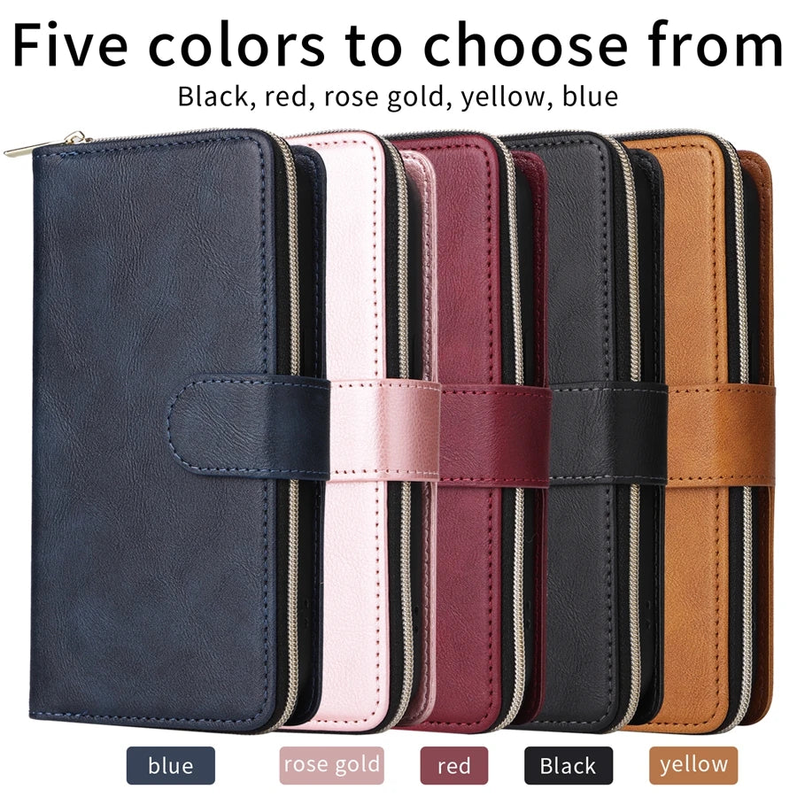 Wallet Luxury 9-Card Leather Case For Samsung Galaxy S23 Ultra S22 Ultra S21 Plus S20 FE S10 Lite S9 S8 Note 20 Ultra 10 Lite