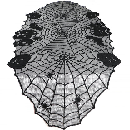 Ourwarm Halloween Party Black Lace Spiderweb Fireplace Mantle Scarf Table Cloth Horror Props Halloween Party Favor Decoration