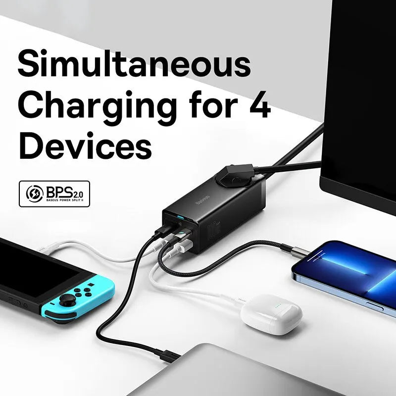 Baseus 100W GaN3 Pro USB Charger Desktop Power Strip Charging Station Type C PD QC Quick Charge 4.0 3.0 Fast Charging