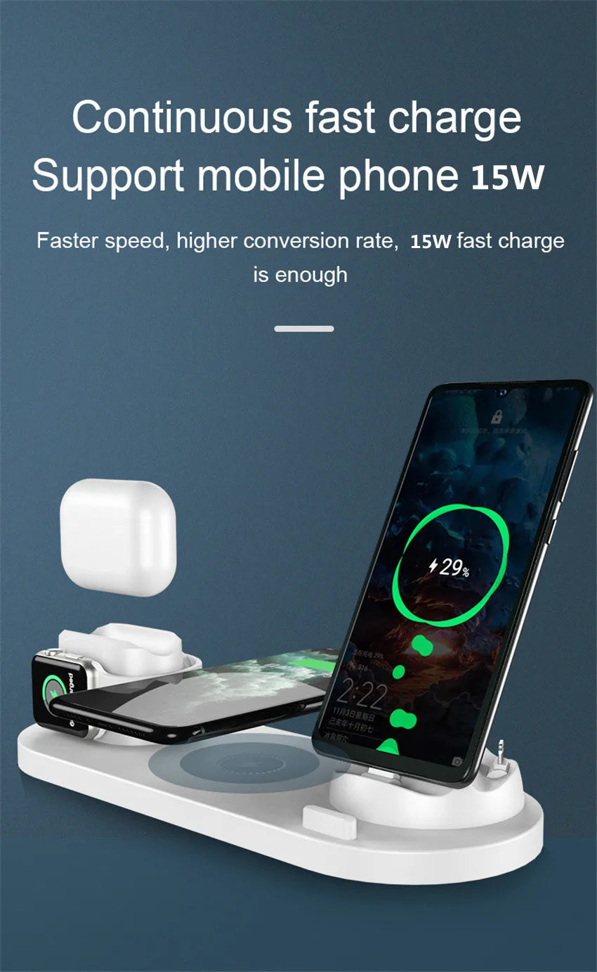 30W 7 in 1 Wireless Charger Stand Pad For iPhone 14 13 12 Pro Max Apple Watch Airpods Phone Chargers Fast Charging Dock Station