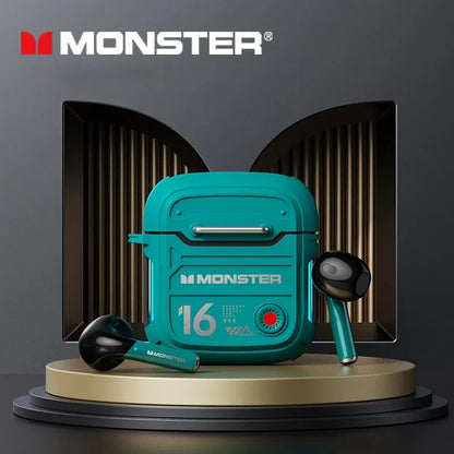 Monster XKT16 Wireless Earphones Bluetooth 5.3 Gaming Headset HiFi Sound HD Call Music Earbud Touch Control Headphones Dual Mode XKT16 Green