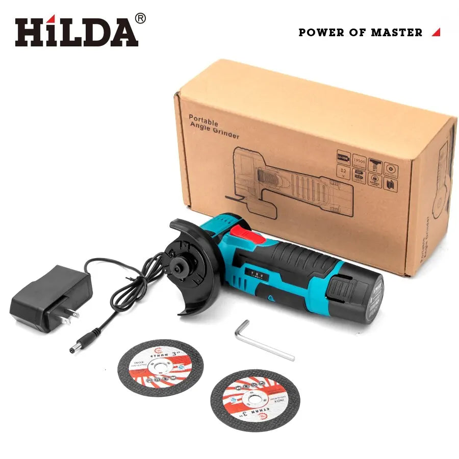 HILDA 12v Mini Angle Grinder Rechargeable Grinding Tool Polishing Grinding Machine For Cutting Diamond Cordless Power Tools