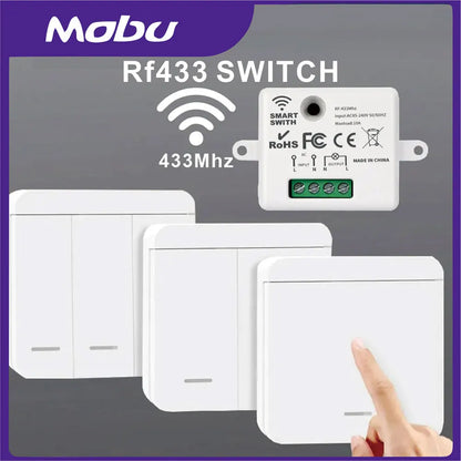 86 Wireless Smart RF 433Mhz 100-220V Wall Panel with Remote Control Mini Relay Receiver Home Led Light Lamp Switch