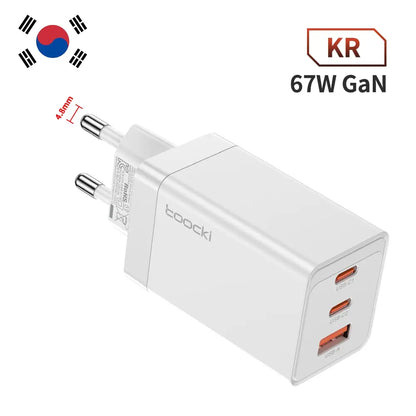 Toocki 67W GaN USB C Charger Quick Charge 65W QC4.0 PD 3.0 45W USB C Type C Fast USB Charger For iPhone 15 14 13 12 Pro MacBook KR White 67W