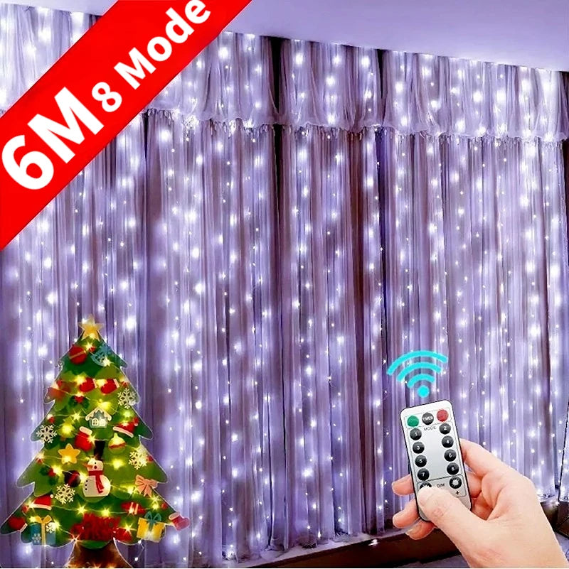 LED String Lights Christmas Decoration Remote Control USB Wedding Garland Curtain 3M Lamp Holiday For Bedroom Bulb Outdoor Fairy