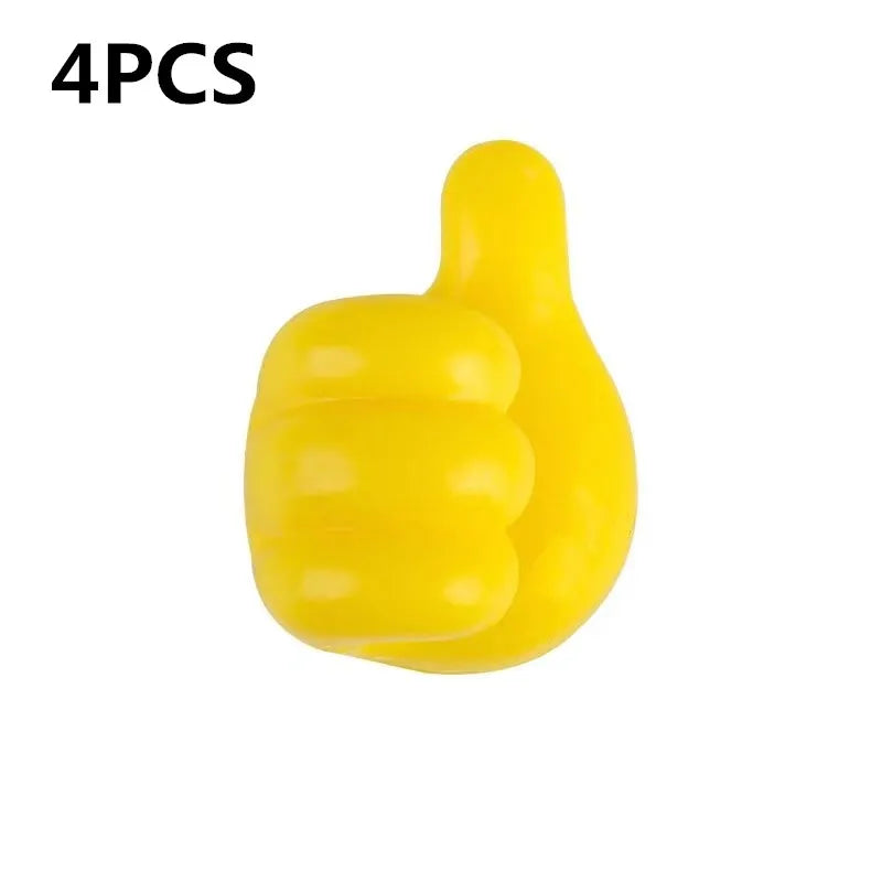 Multifunctional Cable Organizer Clip Holder Thumb Hooks Wire Wall Hooks Hanger Storage Cable Holder For Earphone Mouse Car Home 4PCS Yellow