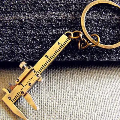 New Fashion Car Key Mini Vernier Caliper Portable 0-40mm keychain Measuring Gauging Tools Car Turbo key Chain Ring Ruler Caliper Gold