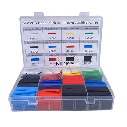 127-750pcs Heat-shrink Tubing Thermoresistant Tube Heat Shrink Wrapping Kit Electrical Connection Wire Cable Insulation Sleeving 560Pcs in Box