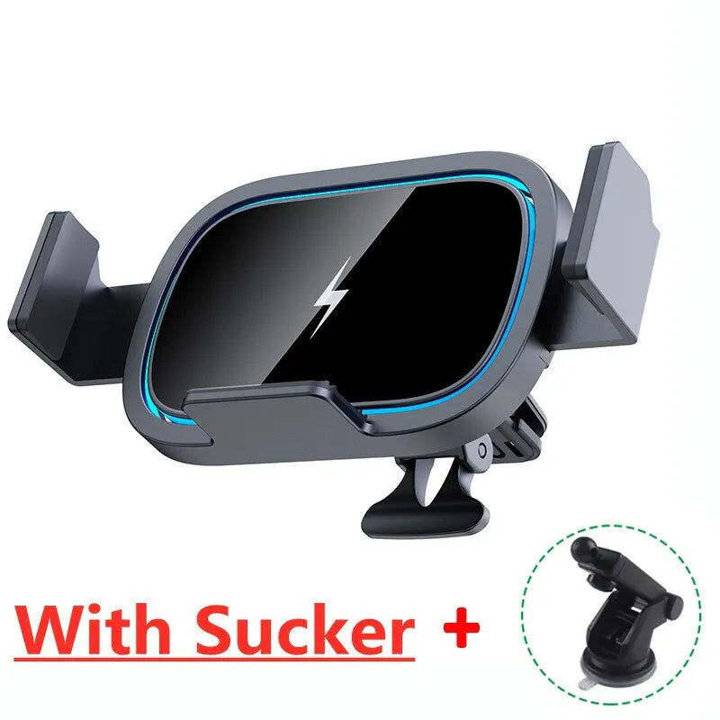 Car Wireless Charger Phone Holder Mount For Samsung Galaxy Z Fold 4 3 2 iPhone Xiaomi Fold Screen 15W Fast Car Charging Station Black with Sucker