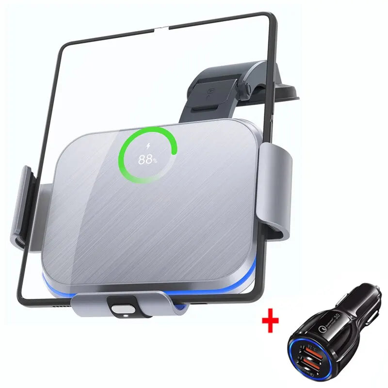 15W Car Wireless Charger Stand Holder Dual Coil Foldable Phone Car Fast Charging Station For Samsung Galaxy Z Fold 4 3 2 iPhone With car charger