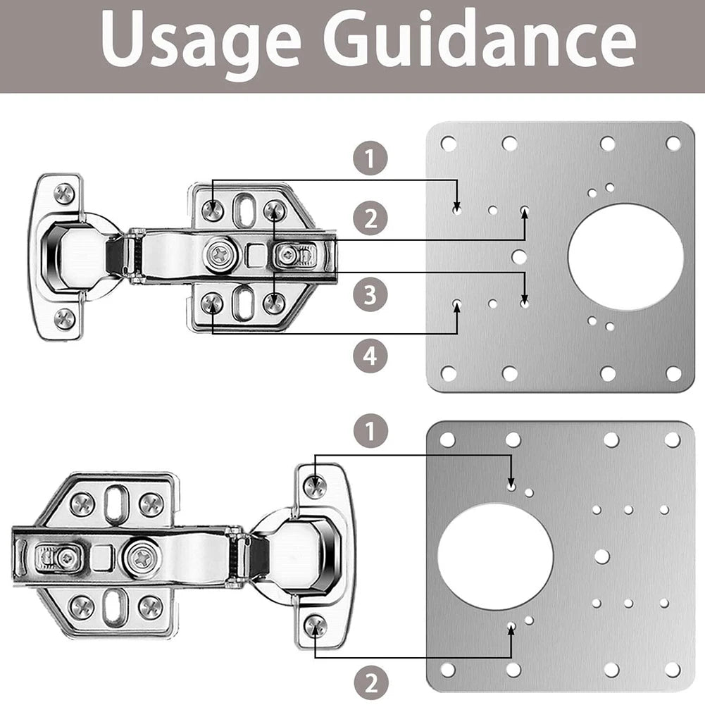 2/4/10Pcs Hinge Repair Plate Cabinet Hinge Repair Stainless Steel Hinge Furniture Hardware Door Mounting Fixing Plate With Screw