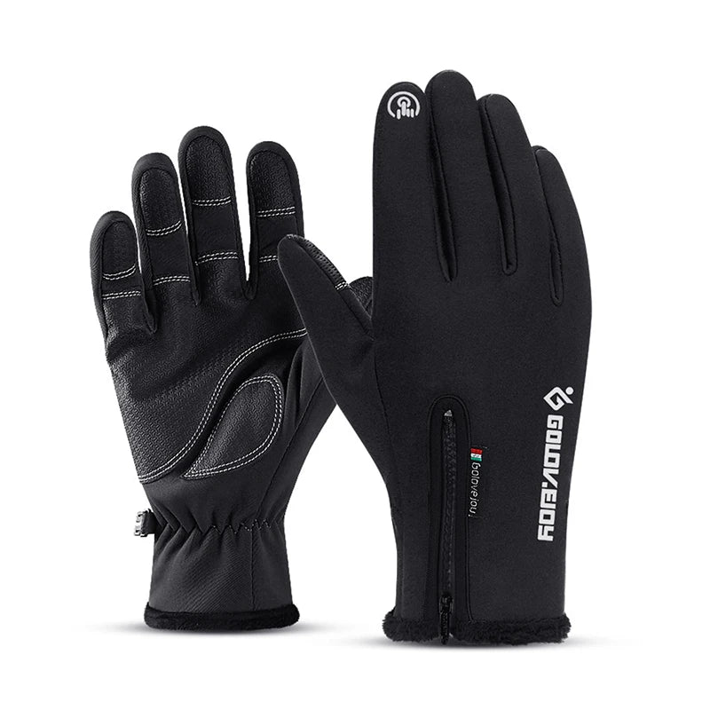 Outdoor Winter Gloves Waterproof Moto Thermal Fleece Lined Resistant Touch Screen Non-slip Motorbike Riding black as pic