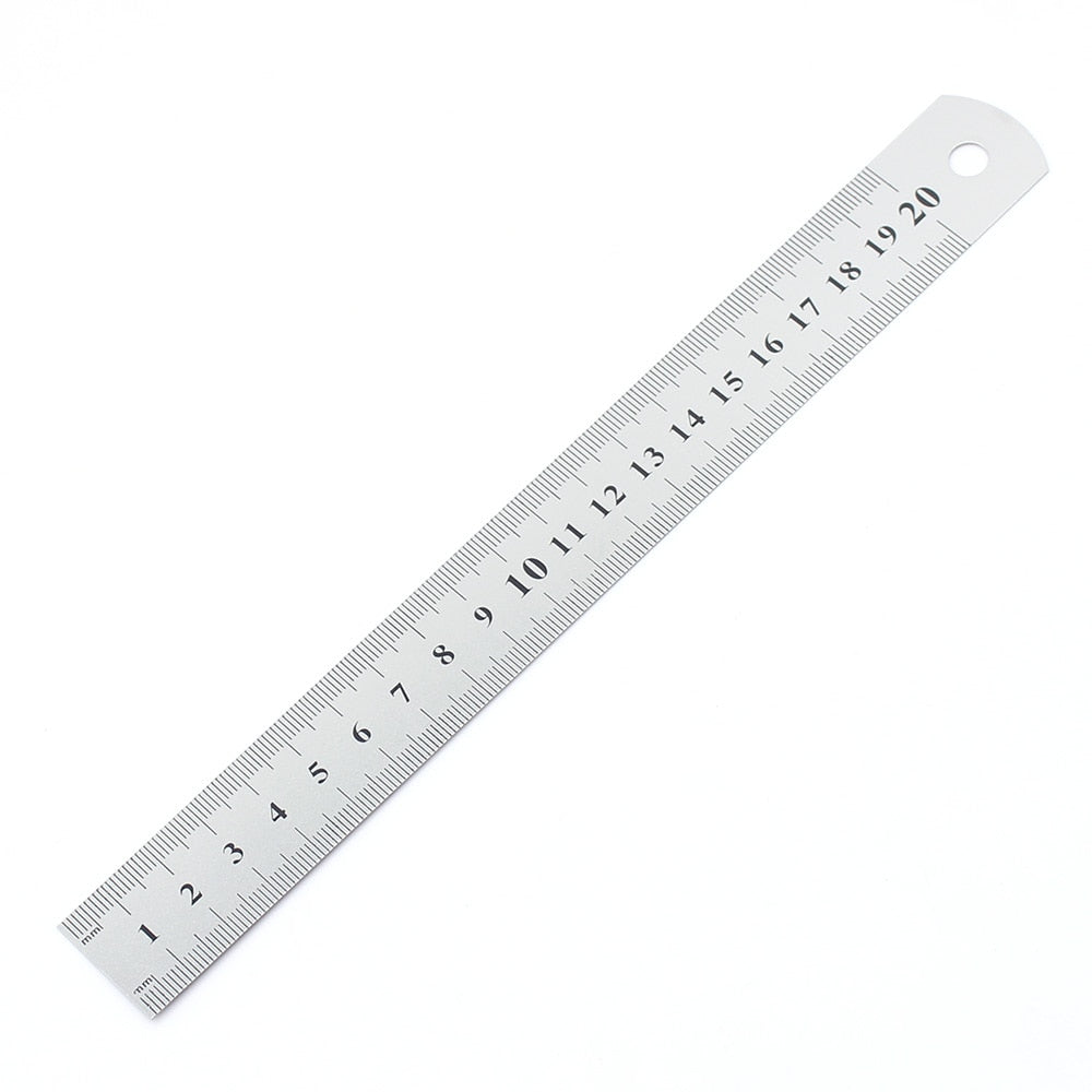 1PCS 20cm 8 Inch Straight Ruler Precision Stainless Steel Metal Ruler Double-sided Learning Office Stationery Default Title