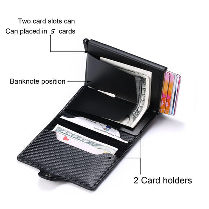 ID Credit Bank Card Holder Wallet Luxury Brand Men Anti Rfid Blocking Protected Magic Leather Slim Mini Small Money Wallets Case