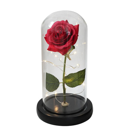 Galaxy Rose Artificial Flowers Beauty and the Beast Rose Wedding Decor Creative Valentine's Day Mother's Gift black base red 2