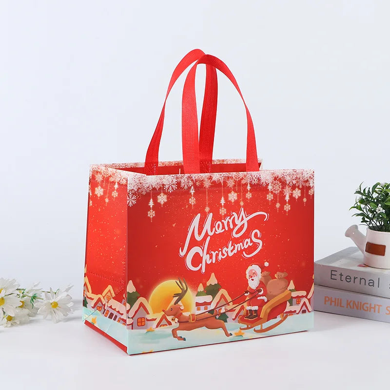 Merry Christmas Gift Bags Non-woven Santa Claus Snowman Handbag Xmas Holiday Party Supplies 2024 New Year Candy Gift Packaging