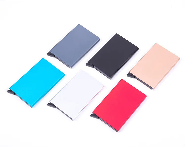 Anti-theft ID Credit Card Holder Simple Porte Carte Thin Aluminium Metal Wallets Pocket Case Bank Women Men Credit Card Box