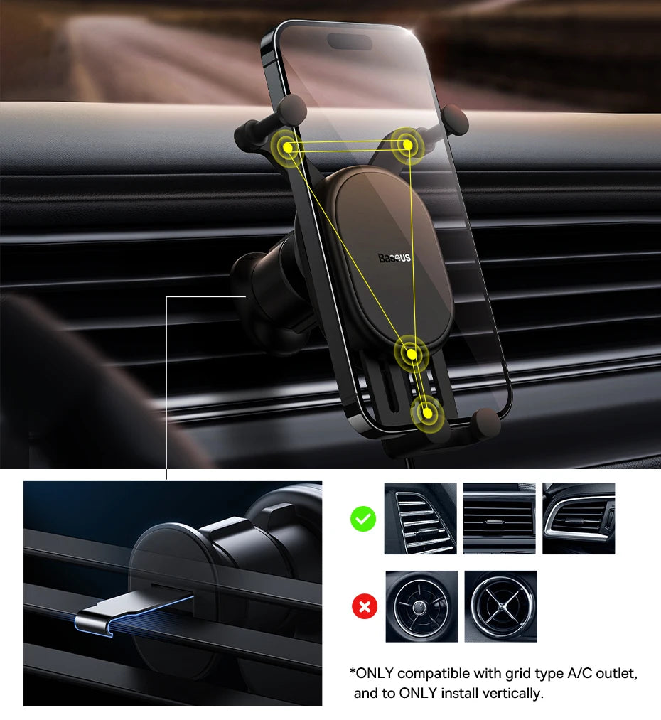 Baseus Car Phone Holder Wireless Charger Car Charger for Air Vent Mount Fast Charging For iPhone 12 13 14 Support Xiaomi Huawei