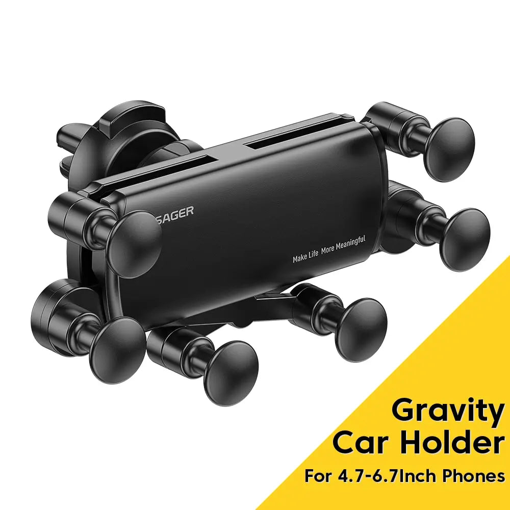 EssagerUniversal 6 Points Solid Fold Car Phone Holder Gravity Car Holder For Phone In Car Air Vent Clip Mount Smartphone Holder Black Holder