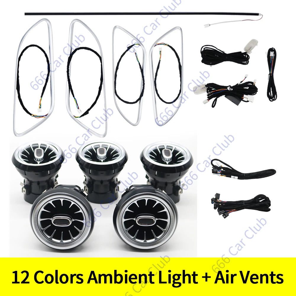 12 Colours Ambient Lights For Mercedes-Benz A/CLA/GLA W176 W117 W156 A45 CLA45 LED Car Air Vents Turbine Nozzle Decorate Lamp