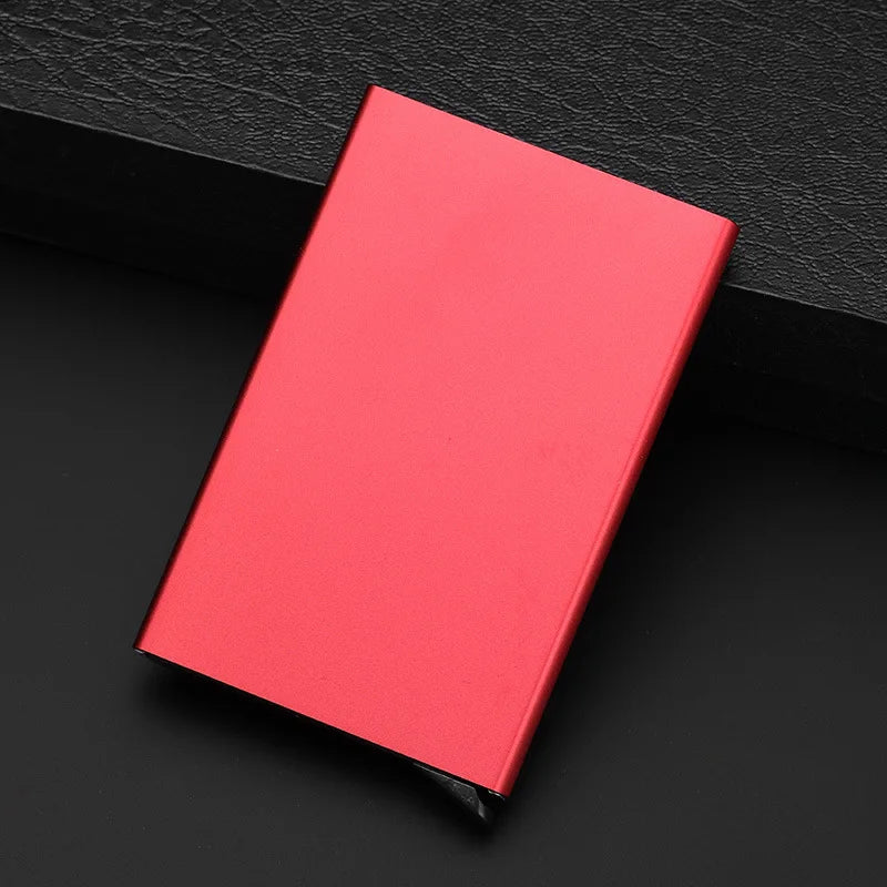 Anti-theft ID Credit Card Holder Minimalist Porte Carte Thin Aluminium Metal Wallets Pocket Case Bank Women Men Credit Card Box red