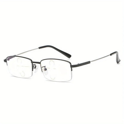 Photochromic Multifocal Reading Glasses Memory Titanium Frame Anti Blue Light Glasses For Women Men With Glasses Case Black