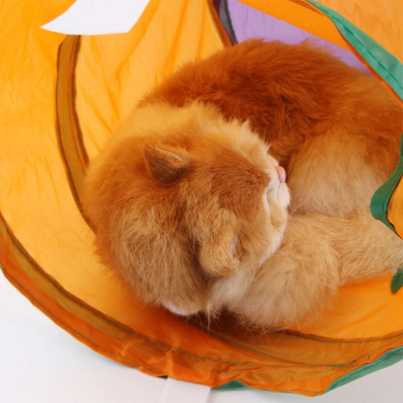 Collapsible Cats Tunnel Cats Toy Playing Tunnels Durable Polyester Hideaway Rainbow-Color L-Shape Tube for Small Animal