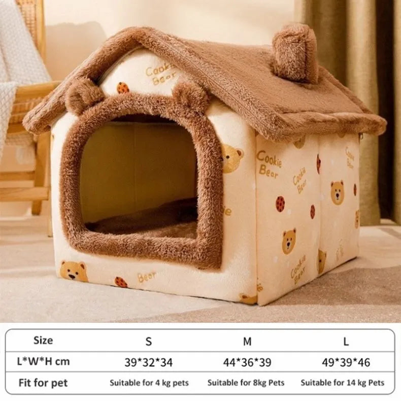 Soft Cat Bed Deep Sleep House Dog Cat Winter House Removable Cushion Enclosed Pet Tent For Kittens Puppy Cama Gato Supplies